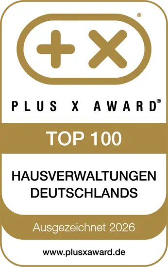 Plus X Award — TOP 100 Hausverwaltungen Deutschlands, ausgezeichnet 2026